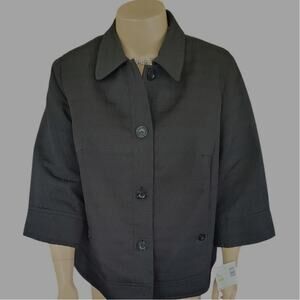 Sag Harbor Woman Button up 3/4 sleeve Jacket Black NWT